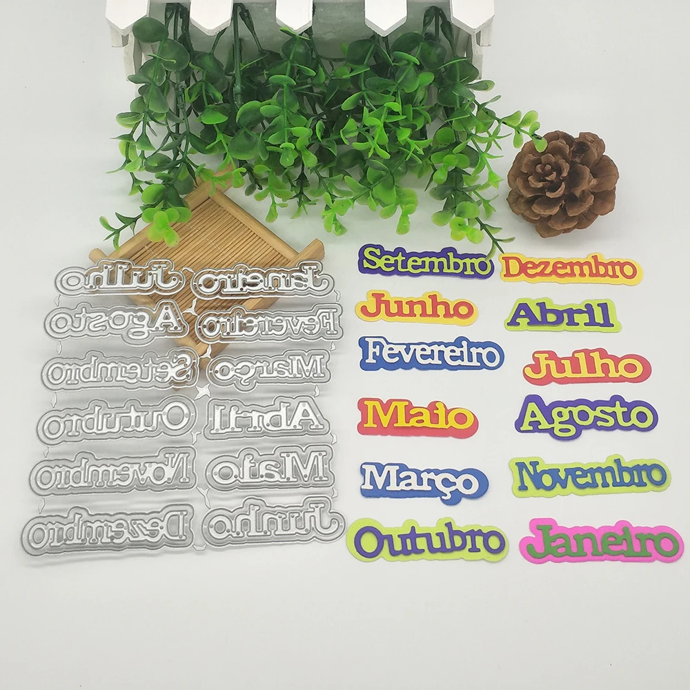 

New 12-month word metal cutting dies printing and dyeing mold frame photo album decoration carving handmade paper card