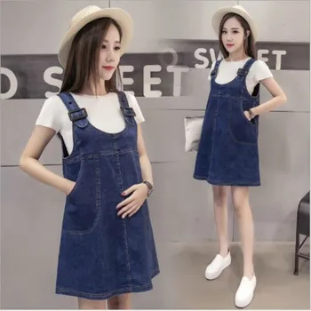 

New Elegant Maternity Denim Dress+ T Shirt Two Set Pregnancy Clothes Maternity Denim Dresses Pregnant Clothes For Pregnant Women