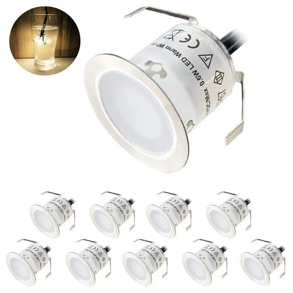 

10PCS Stainless Steel Led Underground Lights Outdoor IP67 Waterproof LED Lights Outdoor Garden Lawn Lamp for Patio Stairs Pool