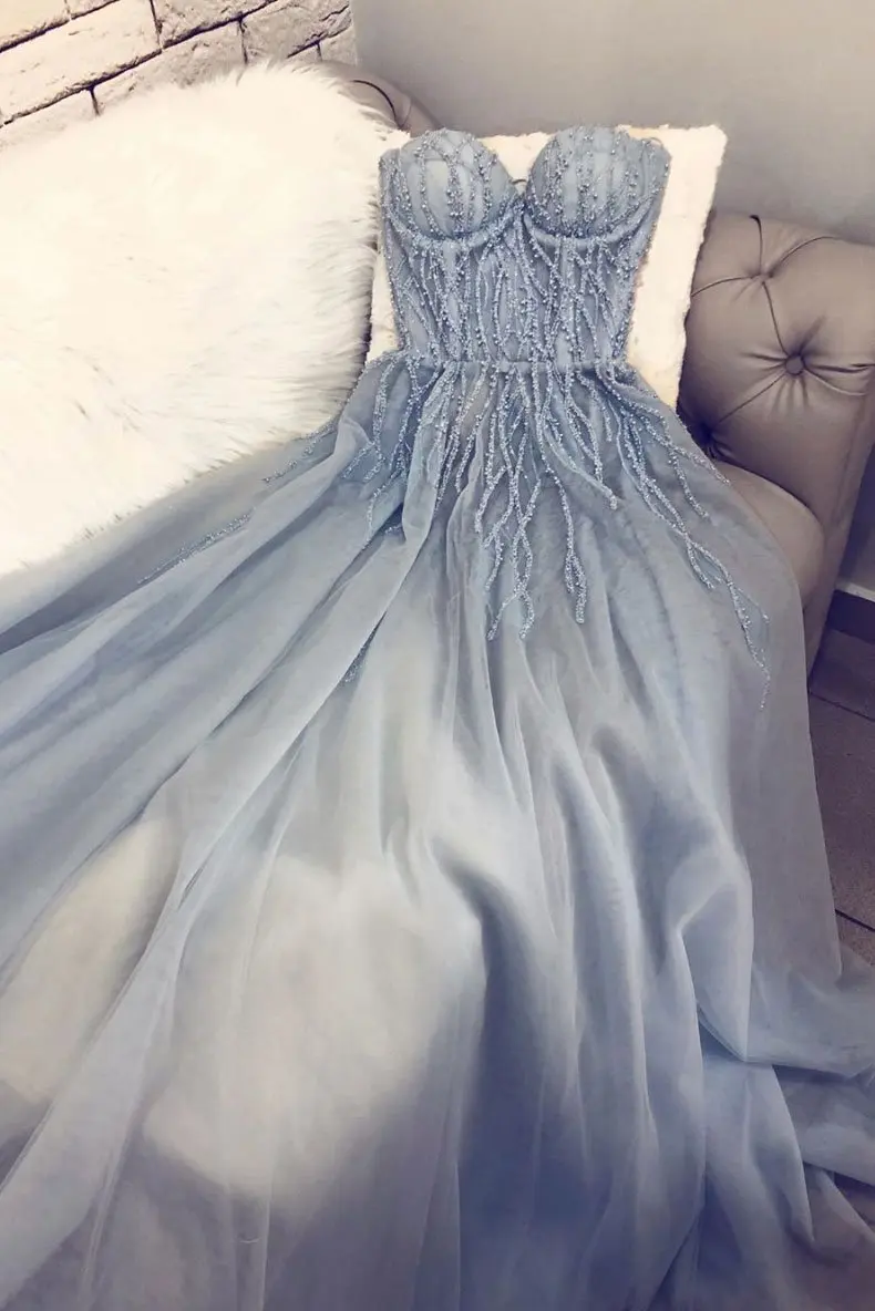 purple prom dress Fashion Sweetheart A-line Prom Dress Tulle Handmade Bead Embroidered Long Party Dresses Custom Made windsor prom dresses Prom Dresses