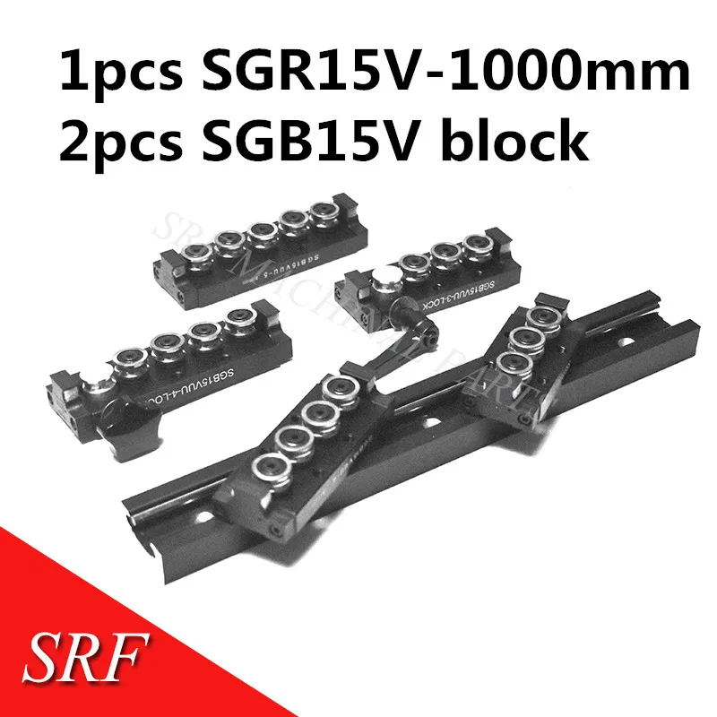 38mm width Aluminum Square Roller Linear Guide Rail 1pcs SGR15V L=1000mm Dual-axis linear guide 2pcs SGB15V slide block | Обустройство
