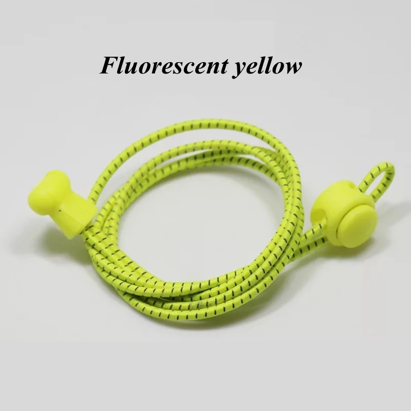 Fluorescent yellow Светоотражающие эластичные шнурки, Круглый растягивающийся обувь на шнурках и застежке, бренд, без галстука, шнурки, уличные кроссовки для отдыха, обувь без шнурка - Цвет: Fluorescent yellow