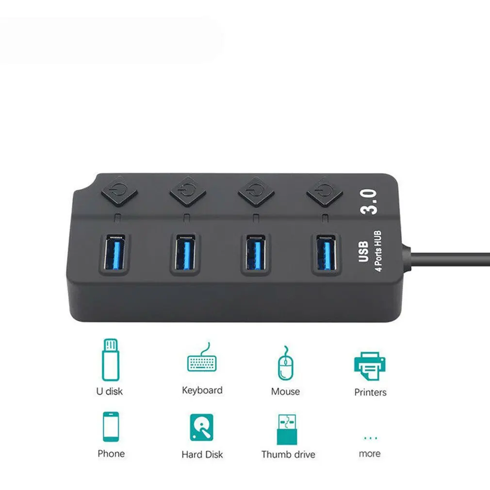 4/7 порт Usb 3,0 концентратор 5 Гбит/с высокоскоростные переключатели вкл/выкл адаптер питания переменного тока для ПК прочные переключатели с несколькими портами