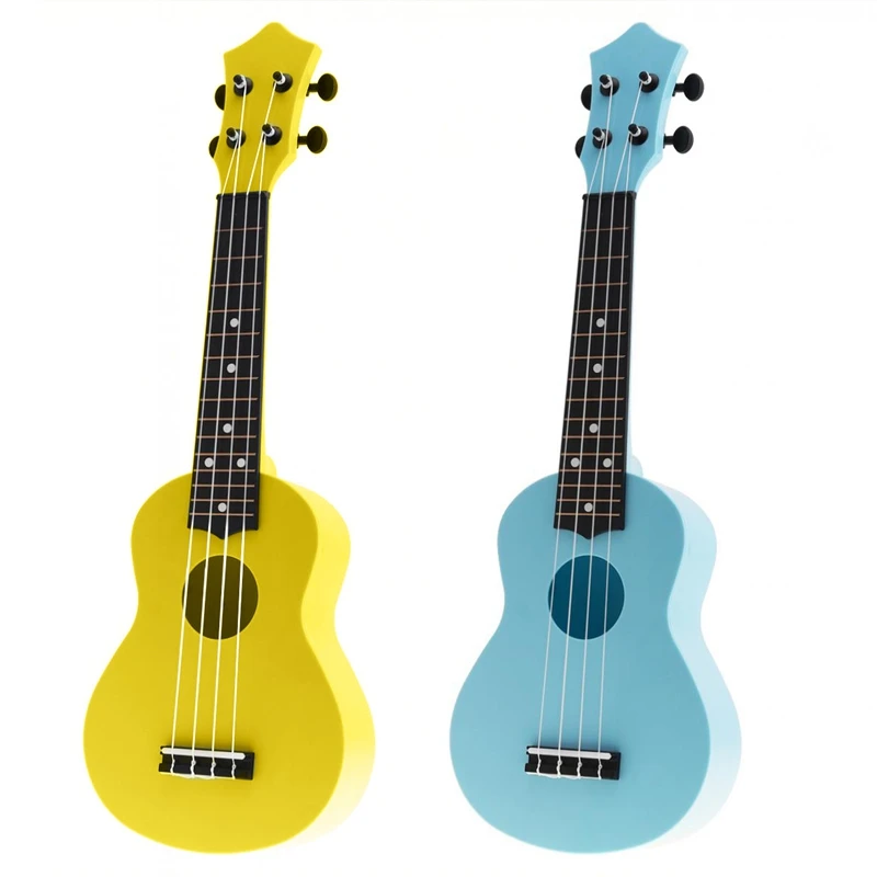 

2Pcs 21 Inch Acoustic Ukulele Uke 4 Strings Hawaii Guitar Guitar Instrument for Kids and Music Beginner - Blue & Yellow