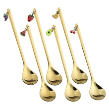 Нержавеющая сталь ложки помешивая ложкой с кулон в виде ягоды Кофе смешивания ложка чайная ложка Настольный Декор вечерние подарок Кухня инструмент Нержавеющая сталь ложки помешивая ложкой с кулон в виде ягоды Кофе смешивания ложка чайная ложка Настольный Декор вечерние подарок Кухня инструмент