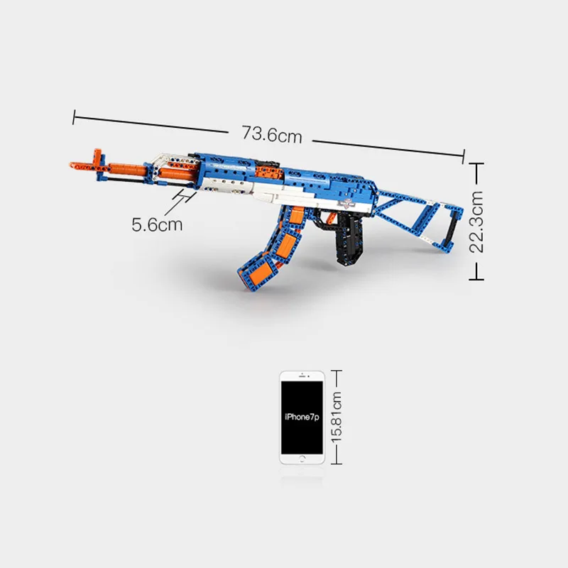 Детские сборные игрушки, Ak-47, Реплика, имитация AK-47, Штурмовая винтовка, блоки, Детская Военная пусковая штурмовая модель винтовки