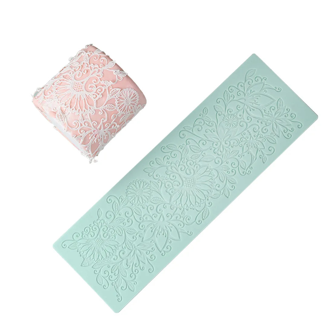 Flower Surrounding Lace Silica Gel Pad Fondant Cake Decoration Mold Family Bakery Kit