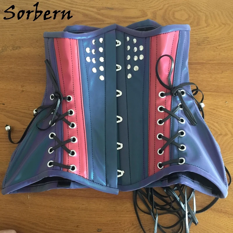 Sorbern Customized Corset Women Reflective Studs Punk Styles Lace Up Slim Fit Women Sm Crosets Steel Bonings Underbust