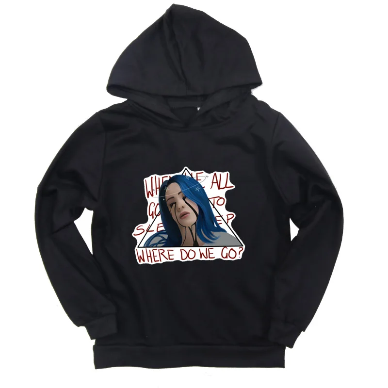 Billie Eilish/сезон весна-осень; детская толстовка с принтом; тонкая спортивная одежда для детей; Повседневная Толстовка с капюшоном для мальчиков и девочек; крутой пуловер