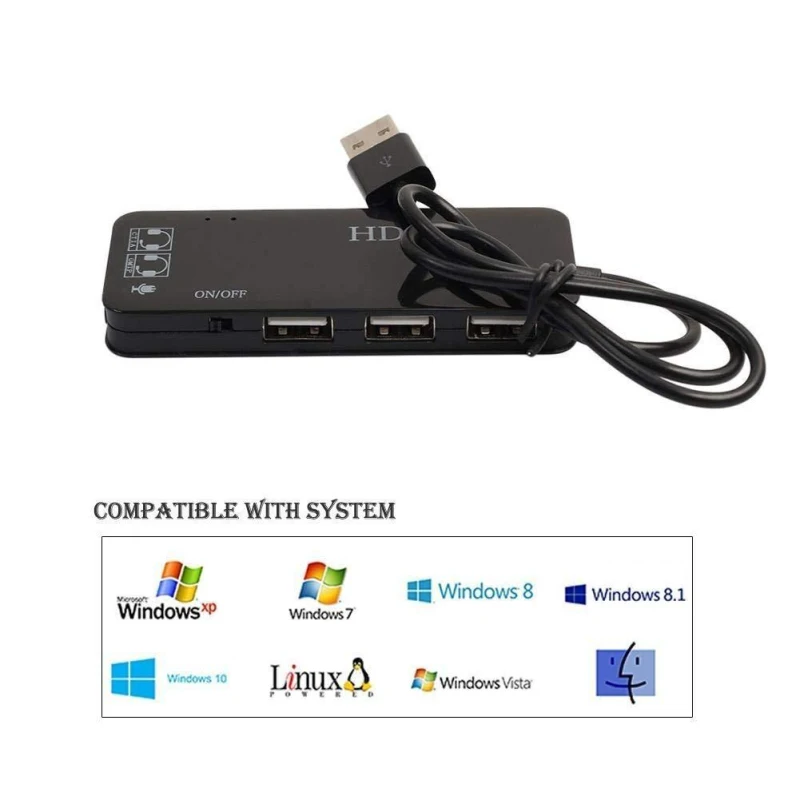 

USB2.0 external interface 7.1CH sound cards 3 ports USB 2.0/ headphones /Mic 7.1CH sound adapter Multi HUB USB splitter