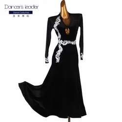 New Arrival Women Ballroom Jazz Dress Long Sleeves Sheer Black Clothes Waltz Modern Dance Tango Cha-Cha Dress Garments New Arri