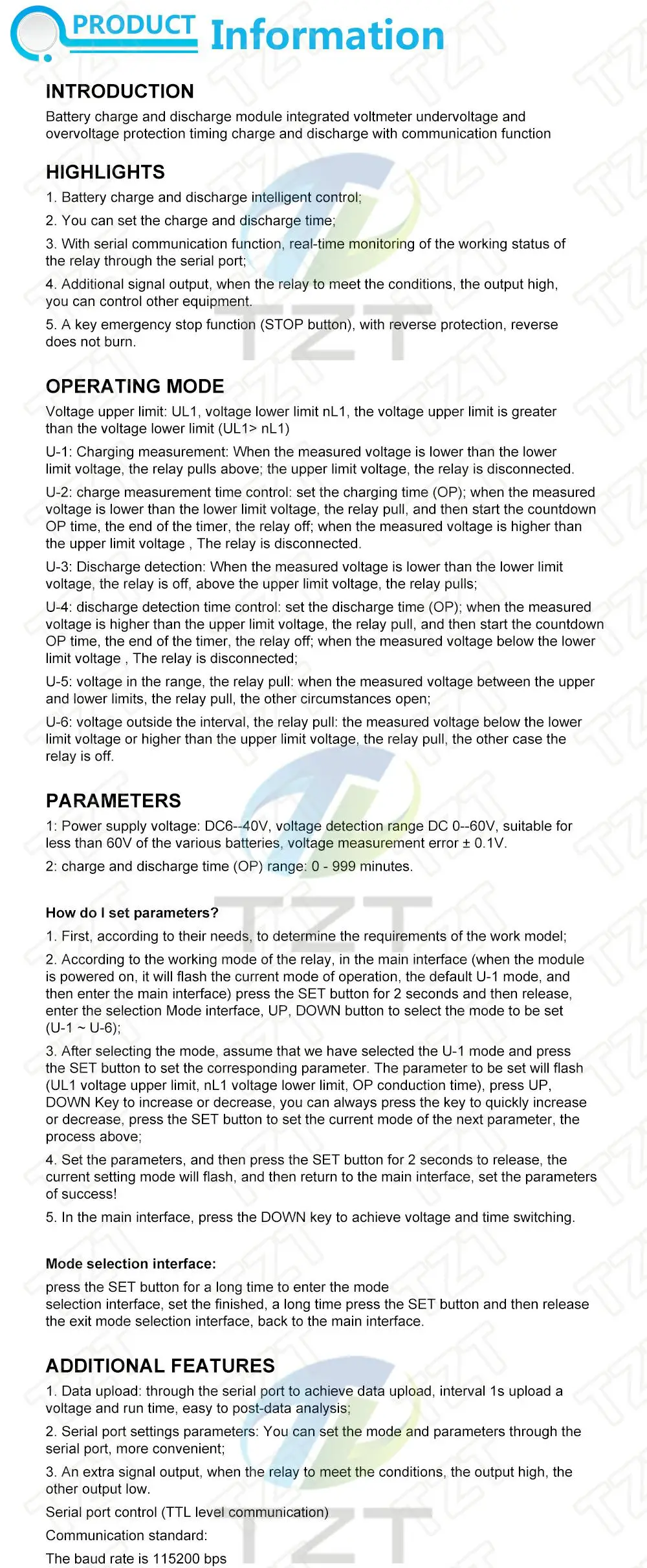 DC 6-40V Batterieladegerät Entlader Steuerschalter Unterspannung Überspannungsschutzplatine Automatische Abschaltung Trennsteuerung – Detail 1