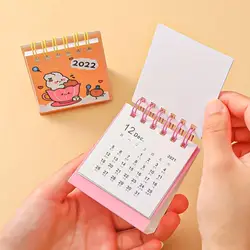 Mini calendrier de bureau 2022 en dessin animé, 1 pièce, mignon, planificateur de bureau, décoration de Table scolaire, papeterie fournitures quotidiennes ffic B9r3 