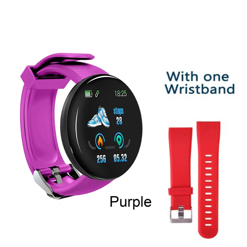 purple 1 Смарт-часы D18 мужские Bluetooth водонепроницаемые спортивные фитнес-трекер умный Браслет пульсометр кровяное давление водонепроницаемые женские - Цвет: purple 1