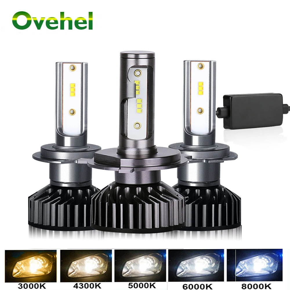 Автомобильная светодиодная фара OVEHEL H4 H7 Canbus 18000LM ZES ЛАМПА H3 H1 9005 9006 HB4 H11