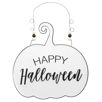 

"hey there pumpkin" /"happy halloween" Halloween wall sign Halloween Scene Layout metal Sign Home Party Wall Hanging Decoration