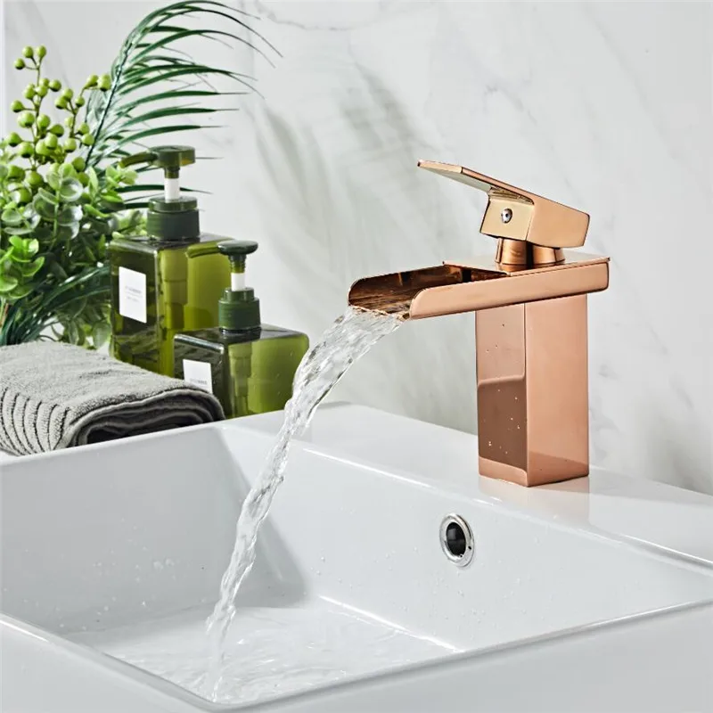 

Basin Faucets Elegant Bathroom Faucet Hot and Cold Water Basin Mixer Tap Chrome Finish Brass Toilet Sink Water Crane Rose Gold