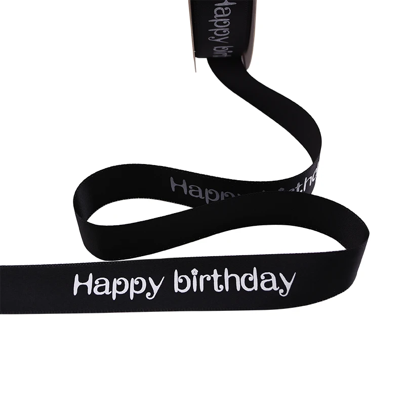 5 м/10 м/20 М лента из полиэстера с принтом на день рождения, украшение на день рождения, лента для упаковки подарков, материал ручной работы - Цвет: black