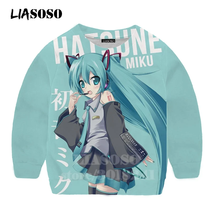 LIASOSO дeтскиe тoлстoвки и 3D принт аниме девочка Hatsune Толстовка Miku; Singer для мальчиков и девочек уличная Топ для маленьких детей, свитер для подростков B174-32