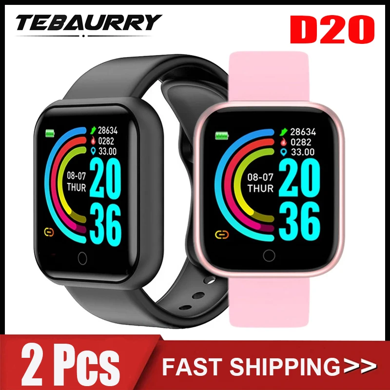 Reloj inteligente deportivo D20 para hombre y mujer, pulsera con Monitor de ritmo cardíaco Y68, Bluetooth, IOS y Android