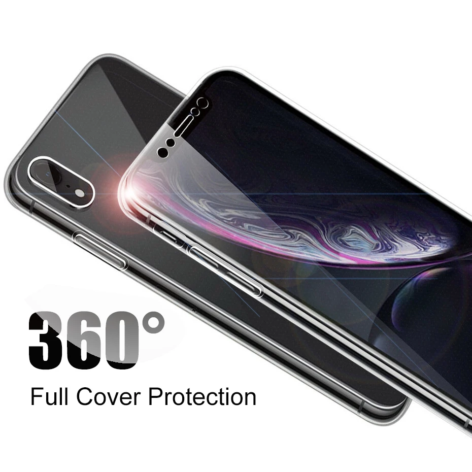 360 Полный Чехол Мягкий силиконовый ударопрочный чехол для телефона iPhone 11 Pro XS Max X XR ясный TPU PC чехол для iPhone 7 6 6s 8 Plus чехол