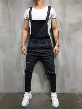 

Fashion Men's Denim Jeans Overalls Carpenter Street Distressed Denim Bib Overalls Trousers Bib Jumpsuits plus Size S-XXXL