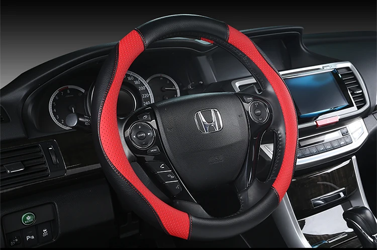 Новая крышка рулевого колеса из натуральной кожи-17 15 11 Honda четыре сезона автомобиля только отверстие-сшить