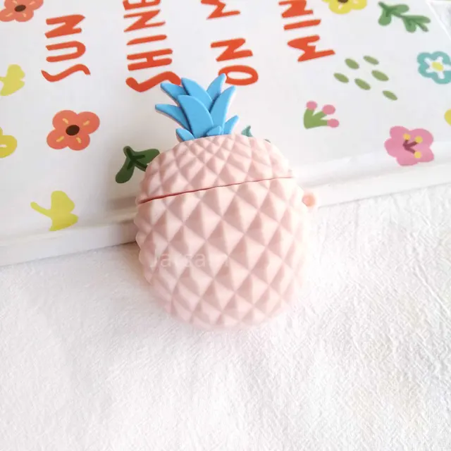 Creativity Cartoon funny cute silicone Case For Airpods 2 1 cover For Air pods 1 2 Case Wireless charging soft Cover Box Pink pineapple