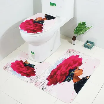 

3 Pcs/set Toilet Seat Cover Mats European-style Bathroom Supplies Creative Woman Printed Bath Mat Closestool Lid Pad Anti-slip