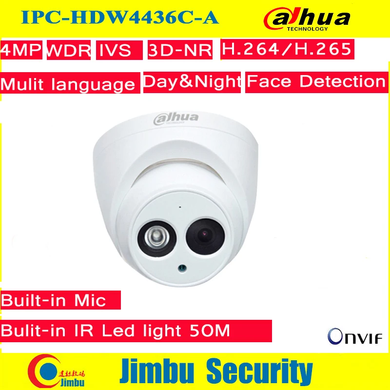 Dahua IP камера 4MP IPC-HDW4436C-A IR50M H.265/H.264 Full HD встроенный микрофон CCTV сетевая камера WDR Mulli-language IVS