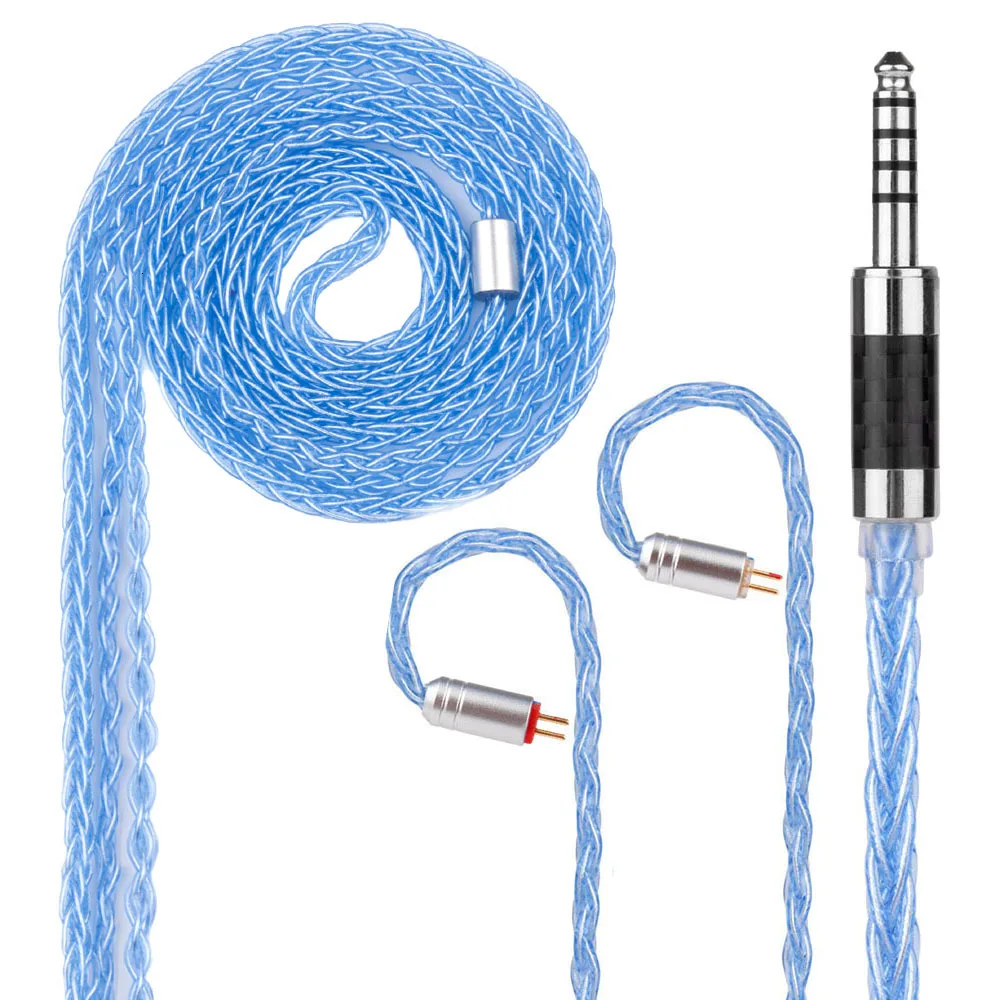 8 Core Silver Plated Cable 2.5/3.5/4.4mm Blue Cable With MMCX/2pin Connector For QT2 LZ A5 Magaosi K5 V20 Sony HQ5 HQ6