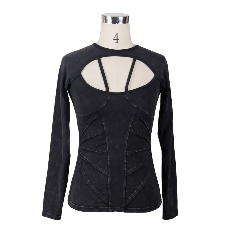 Devil Fashion Women Spring Autumn Punk T-shirt Gothic Casual Black Cotton T-shirt Slim Fit Long Sleeve Women Party T-shirts