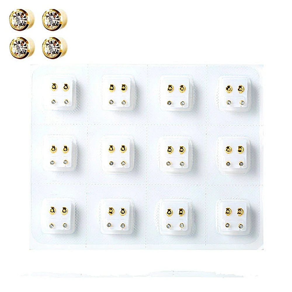 12 Pairs Earrings Crystal Piercing Tools Set Surgical Steel for Body Ear Earrings Piercing Gun Fashion Jewelry Accessories 3