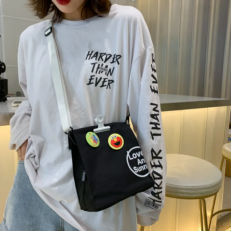 

Canvas Bag Shoulder Bag WOMEN'S Bag 2019 Summer New Style jia zi bao Shoulder Cloth Bag INS GIRL'S Small Shoulder Bag Fashion
