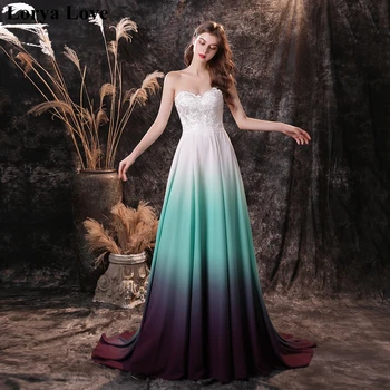 

White Blue Contrast Color Long Prom Dress Women Formal Party Night Elegant 2020 Evening Gowns Backless Elegant Graduation Dress