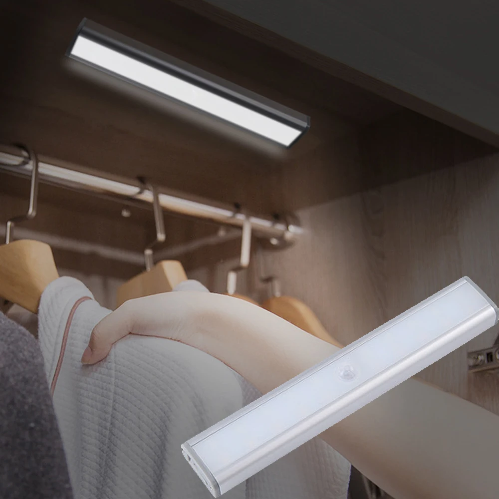 

PIR Under Cabinet Light USB Rechargeable Motion Sensor Closet Lights Wireless Magnetic Stick-on Cordless 30 LED Night Light Bar