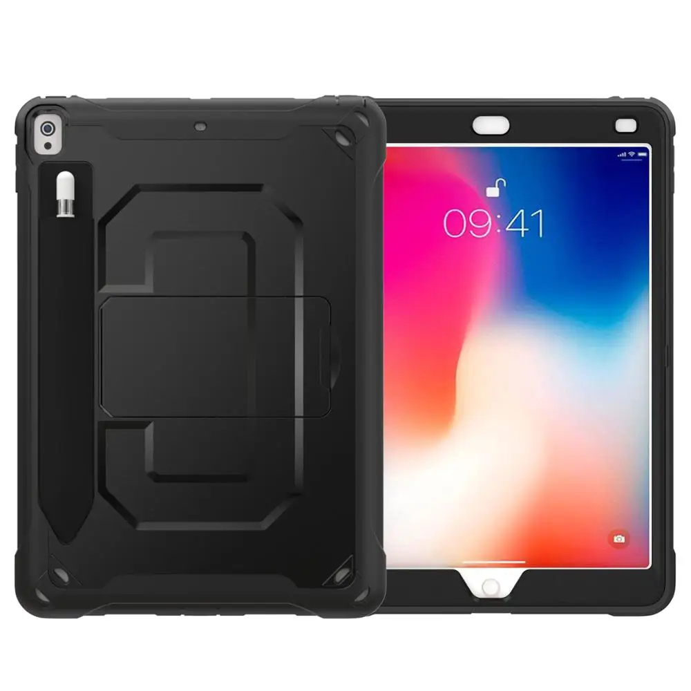 Черный Чехол для iPad Pro 10,5/iPad Air 3 10,5 чехол с держателем для карандашей, сверхпрочный силиконовый защитный чехол Kickstand - Цвет: Черный