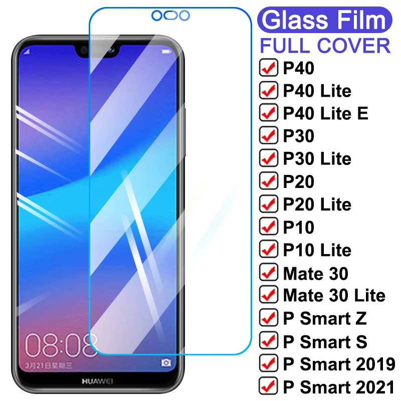 9D Protective Glass For Huawei P20 Pro P10 Lite Plus Screen Protector Mate 30 P30 P40 Lite E P Smart Z S 2019 Tempered Glass phone screen protectors