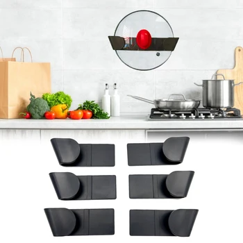 

6pcs Pot Lid Holder Wall Mounted Kitchen Utensils Pot Lids Houseware Organizers