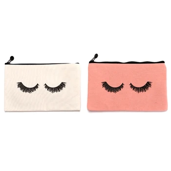 

10Pcs Eyelash Canvas Pencil Bags Makeup Bags Cosmetic Bags Travel Pouches Toiletry Bag Cases with Zipper