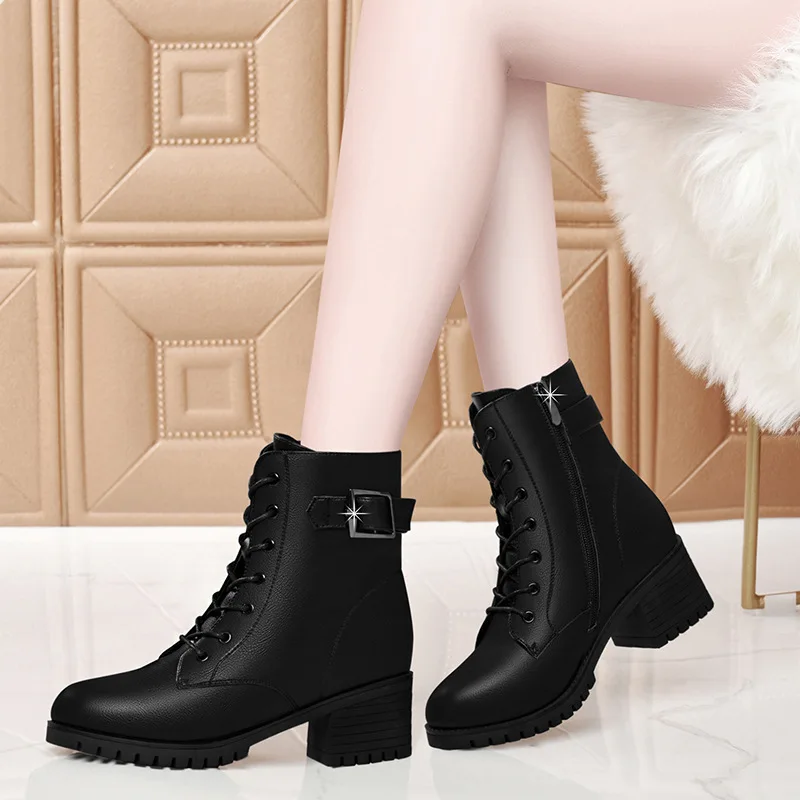 

Chelsea Short Boots Women's Leather Boot 2019 Autumn And Winter New Style Students Korean-style Martin Boots Women's plus Velvet
