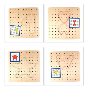 

Children Wooden Geoboard Array Block Geo Board Graphical Kids Educational Toy
