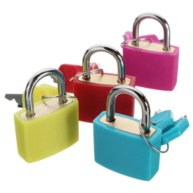 

20mm Neon Colored Plastic Coated Brass Padlock Travel Luggage Padlocks Lock, 1 SET OF 4