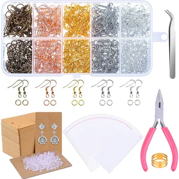 

Earring Making Supplies, Earring Making Kit with Earring Hooks, Jump Rings, Pliers, Earring Backs, Earrings Holder Cards and Cle