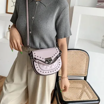 

Rivet Chain Small Crossbody Bags For Women 2020 Leather Shoulder Messenger Bag Fashion Lady Luxury Brand Purse And Handbags Sac