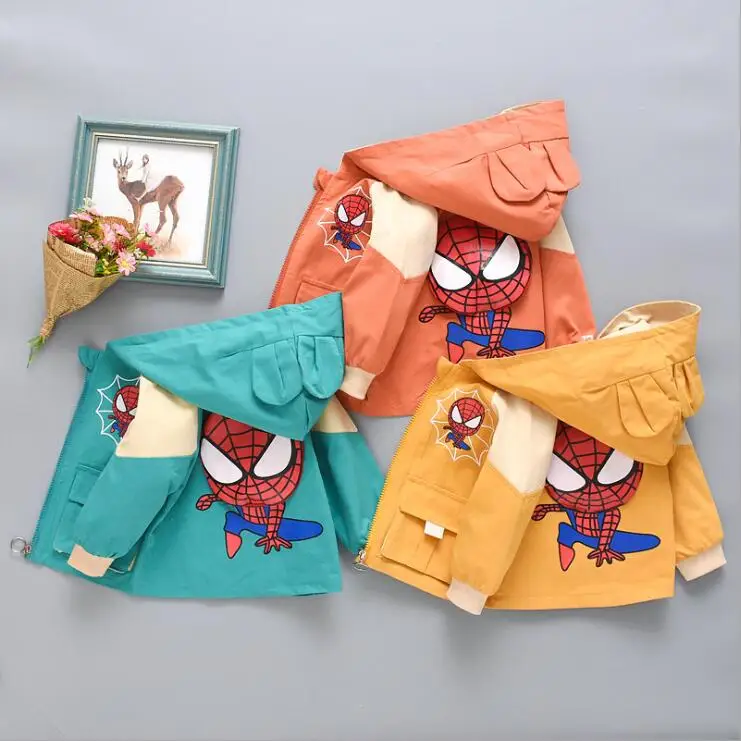 НОВЫЕ куртки boys'весна-осень детская одежда с героями мультфильмов осеннее хлопковое пальто с ветровым стеклом