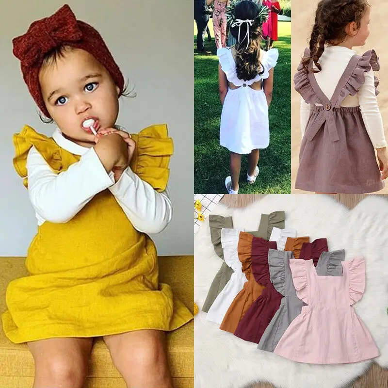 Платье для новорожденных маленьких девочек с оборками короткими рукавами