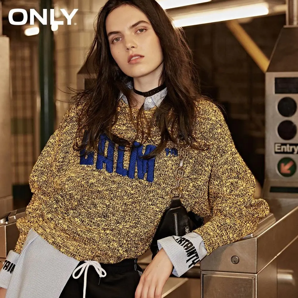 

ONLY autumn new letter loose pullover sweater | 118313529