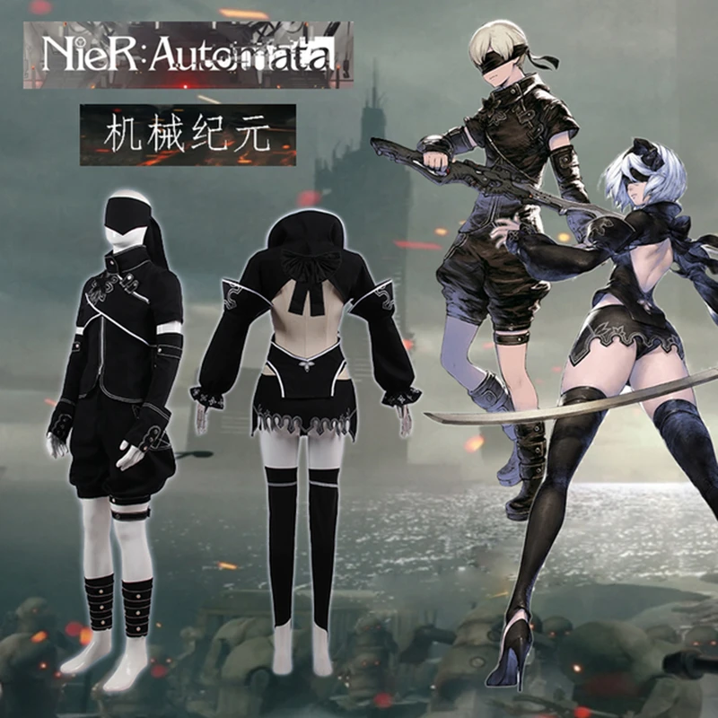 ユニセックスハロウィンコスチューム アニメゲームnier Automata Yorha 2b9sの黒のドレス セクシーな戦闘服 コスプレ 送料無料 アニメ コスチューム Aliexpress