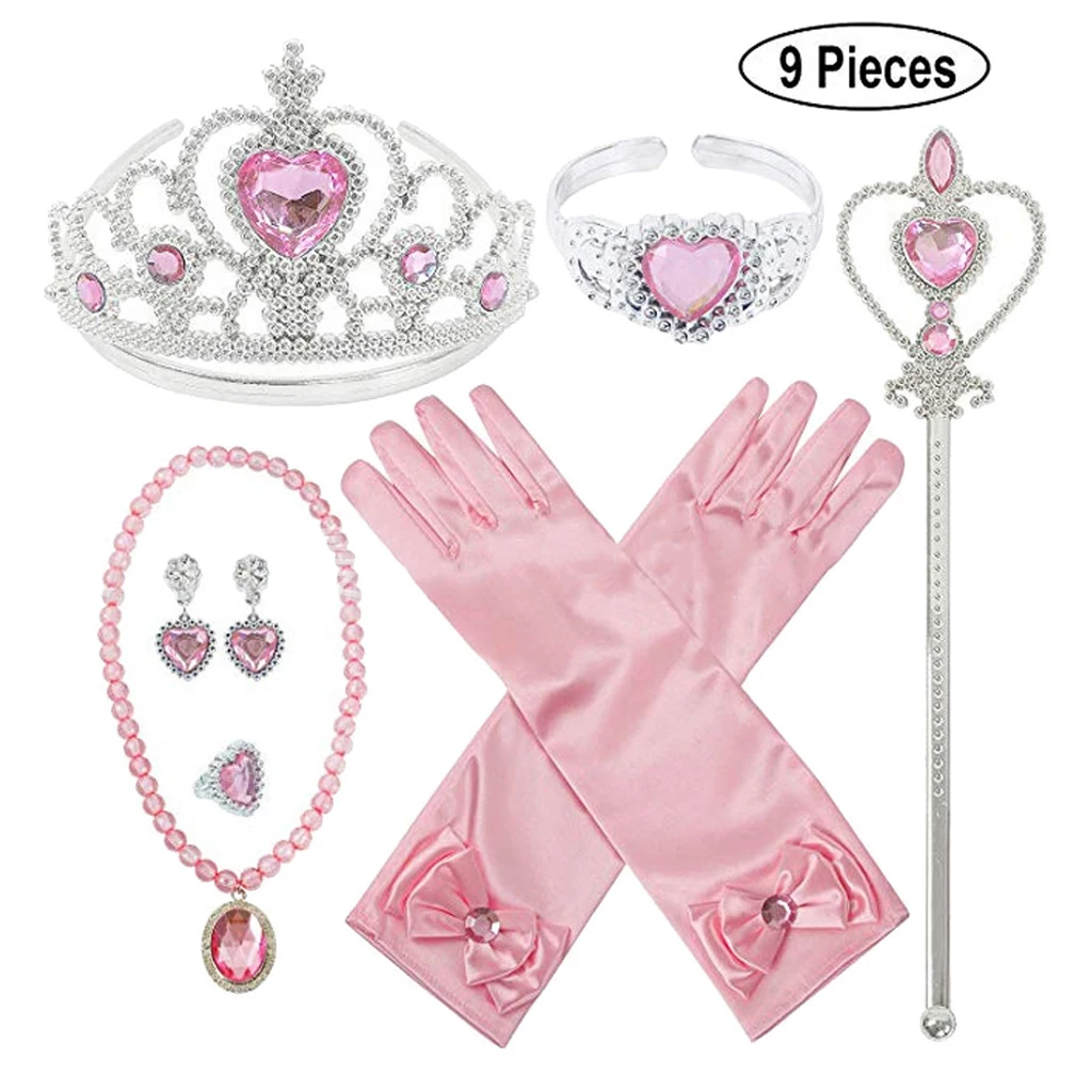 Pink Accessorie-34 Новинка Платье Анны и Эльзы; 2 принцесса платье для девочки вечернее платье для девочек, пижамный комплект на Рождество, Косплэй с изображением принцессы Эльзы детское День рождения небо Синее платье покроя «принцессы» для Детские платья - Цвет: Pink Accessorie-34